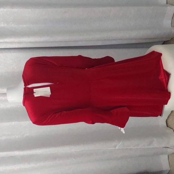 A Loves A RED VELVET Velour Dress Womens Long Sleeve Cocktail Party NEW Stretch - Picture 3 of 10